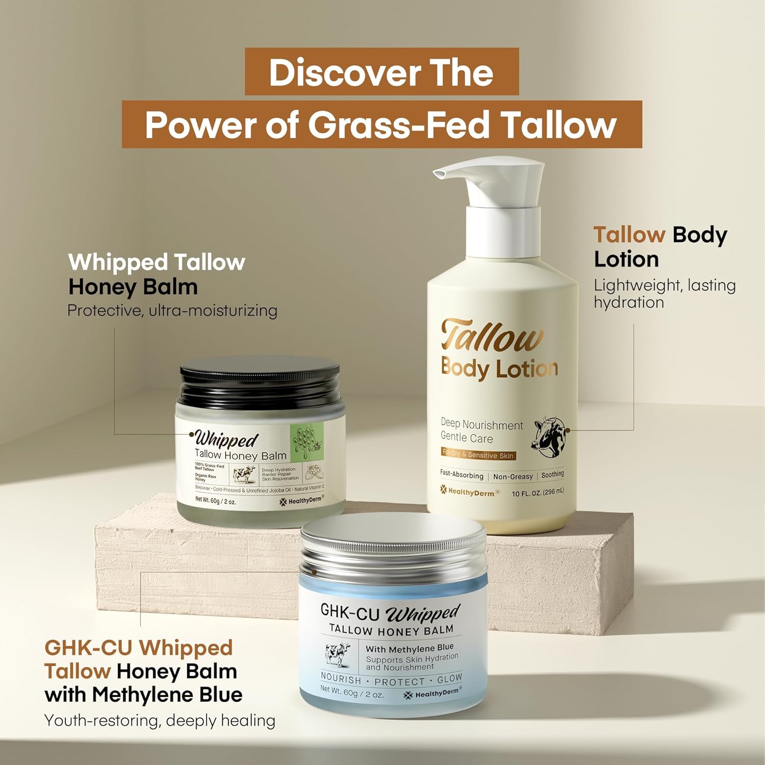 GHK-CU Whipped Tallow Honey Balm with Methylene Blue